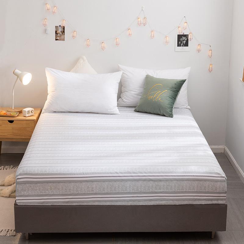 美帮汇床笠单件全棉床垫保护套防滑可全包床儿童罩防尘全棉床套 纯棉单床笠-蓝韵格B 150cmx190cm纯棉床笠【适合5-28cm厚床垫】【建