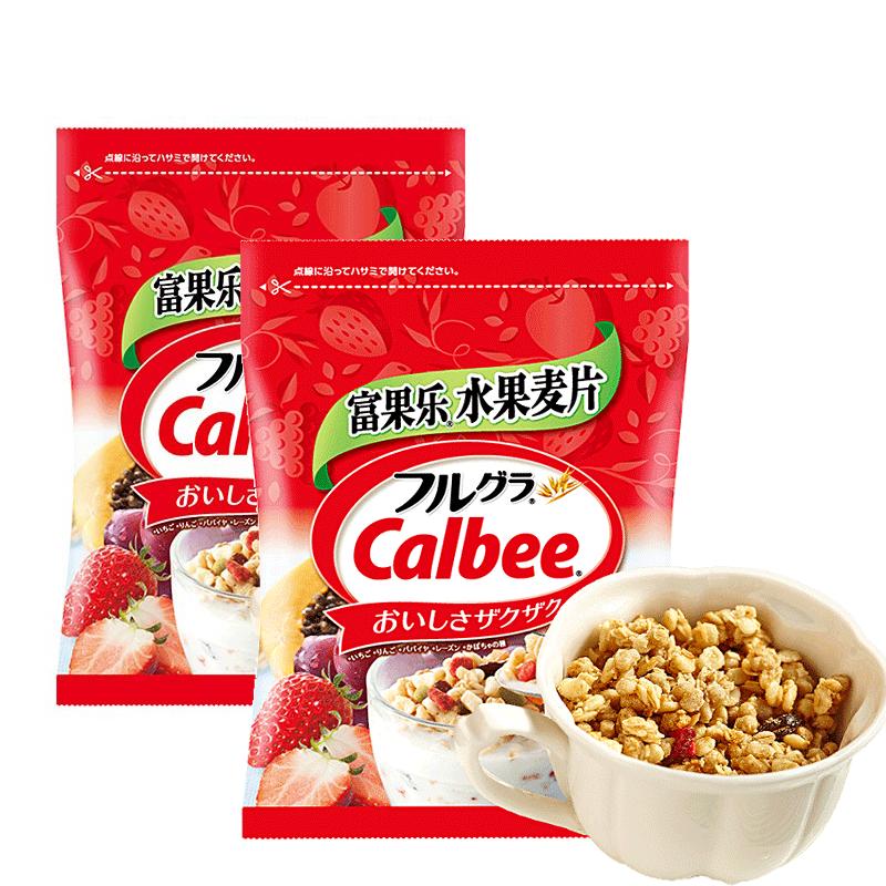 日本进口calbee牌富果乐水果麦片200g*2袋营养麦片早餐代餐即食冲