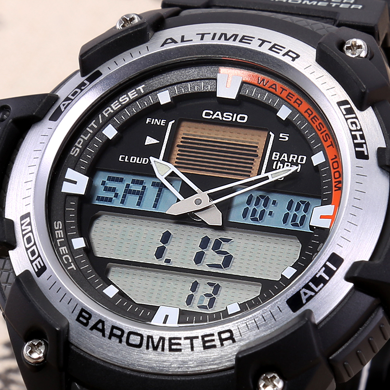 卡西欧(Casio)手表户外多功能登山防水运动电子表石英表男表 SGW-400H-1B