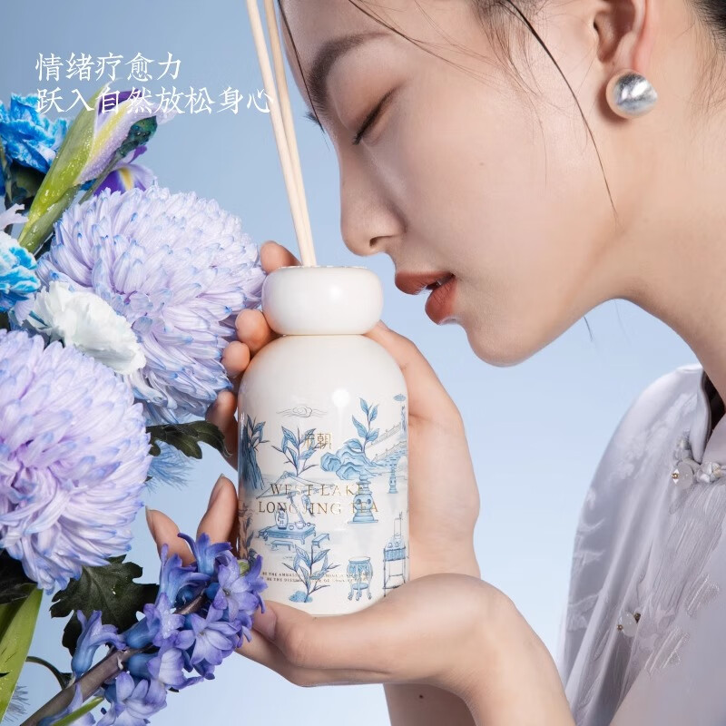 宋朝西湖十景无火香薰礼盒卧室香薰伴手礼 龙井寻香[西湖龙井礼盒]200ml无火+200g蜡烛高清大图