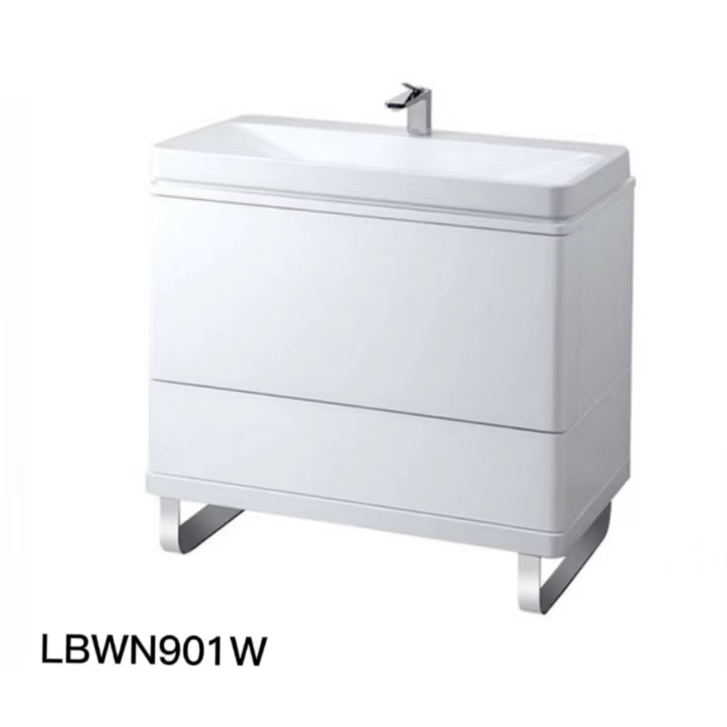 TOTO浴室柜组合LBNW901W 双开门落地式90CM 大容量洗漱化妆镜台