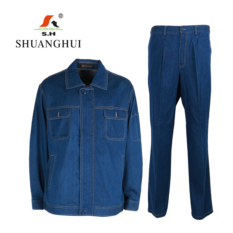 双惠男女款夏季标志工作服SHC2016-19,全棉牛仔,155-195(套)高清大图