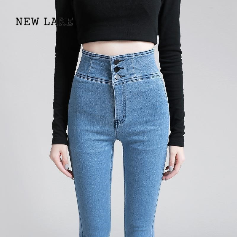 newlake2024春秋新款弹力高腰牛仔裤女韩版小脚显瘦紧身百搭铅笔长裤