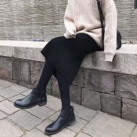 宽松大码针织半身裙女秋冬季毛线高腰中长款开叉一步包臀长裙子臻依缘