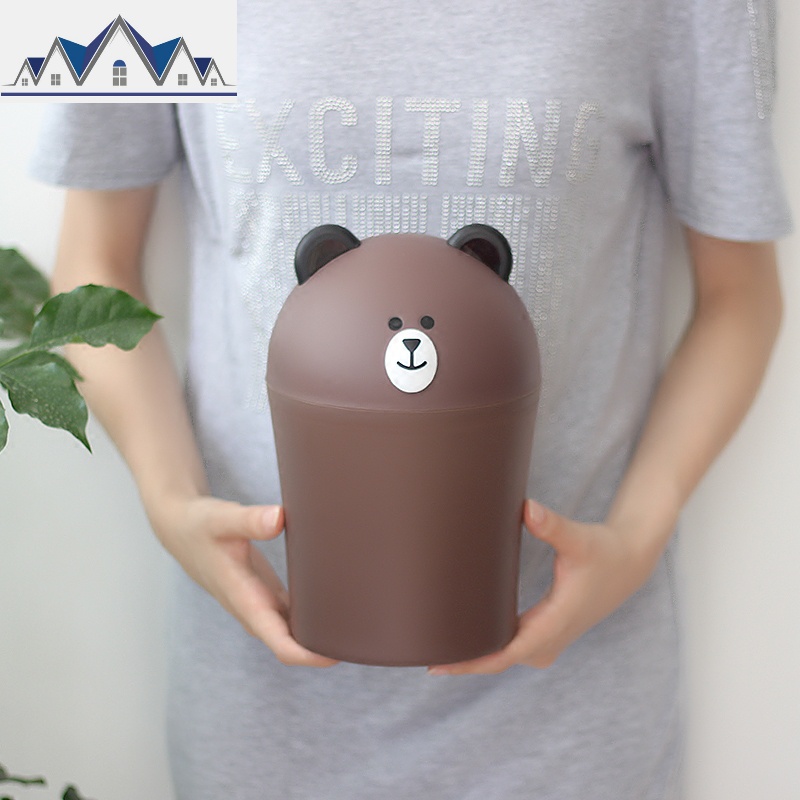创意迷你办公桌面垃圾桶可爱卧室床头小号家用纸篓简约小熊收纳桶 三维工匠高清大图