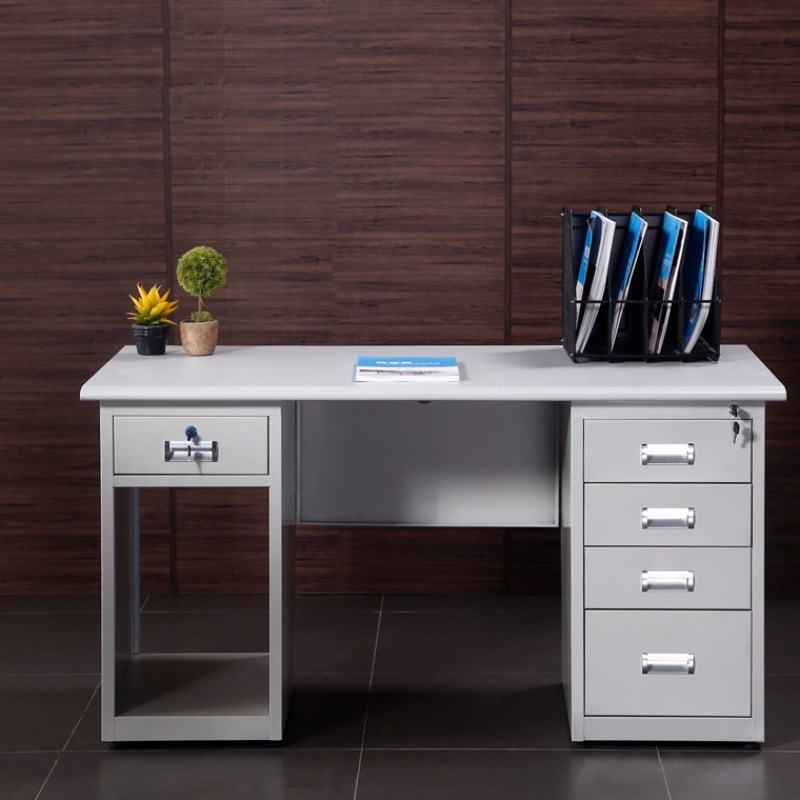 皇豹江浙沪包邮员工钢制桌办公室家用带锁金属电脑桌财务室主管工作桌