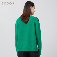 ERDOS 20春夏大卫头像圆领提花撞色设计女羊绒衫针织衫