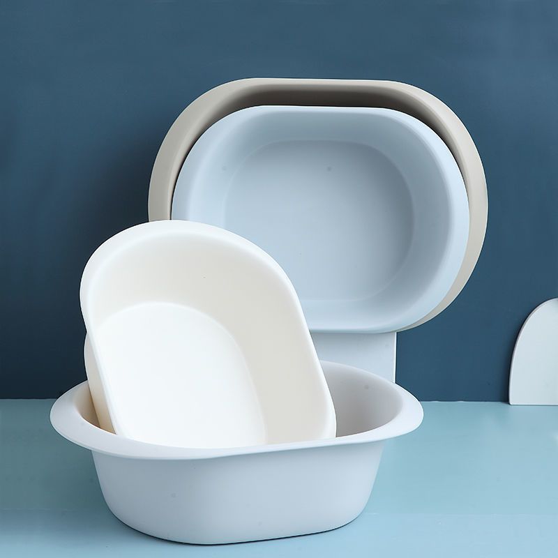 塑料椭圆形脸盆洗菜盆宿舍洗漱盆家用圆型小盆子厨房洗菜盆洗碗盆 白