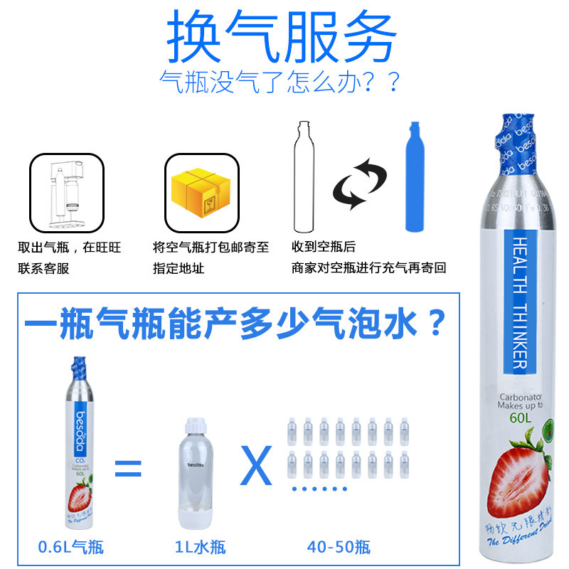 气泡水机苏打水机家用纳丽雅(Naliya)汽水可乐自制碳酸饮料打气机奶茶店商 智能声控\分体式可拆清洗\干净卫生(黑色)