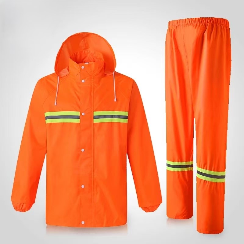 三极户外反光雨衣荧光红XL