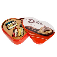 德芙丝滑牛奶巧克力黑巧白巧喜糖礼盒装6颗/12颗心形铁盒结婚喜糖 红色礼盒（6g*12粒）