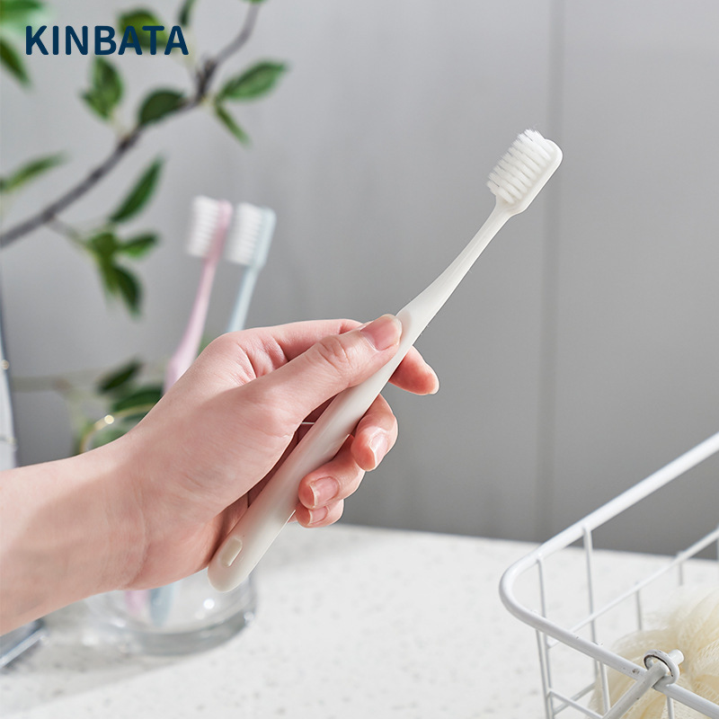 kinbata软毛牙刷清洁护龈男女牙刷成人细软毛刷组合装家庭装马克龙-4支装