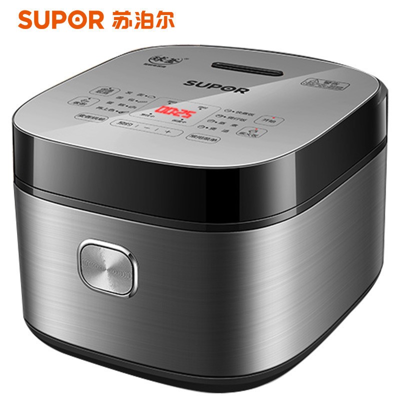 苏泊尔4L球釜电饭煲银灰3-6人750W底盘加热按键式可预约稀饭煲2mm厚内胆高清大图