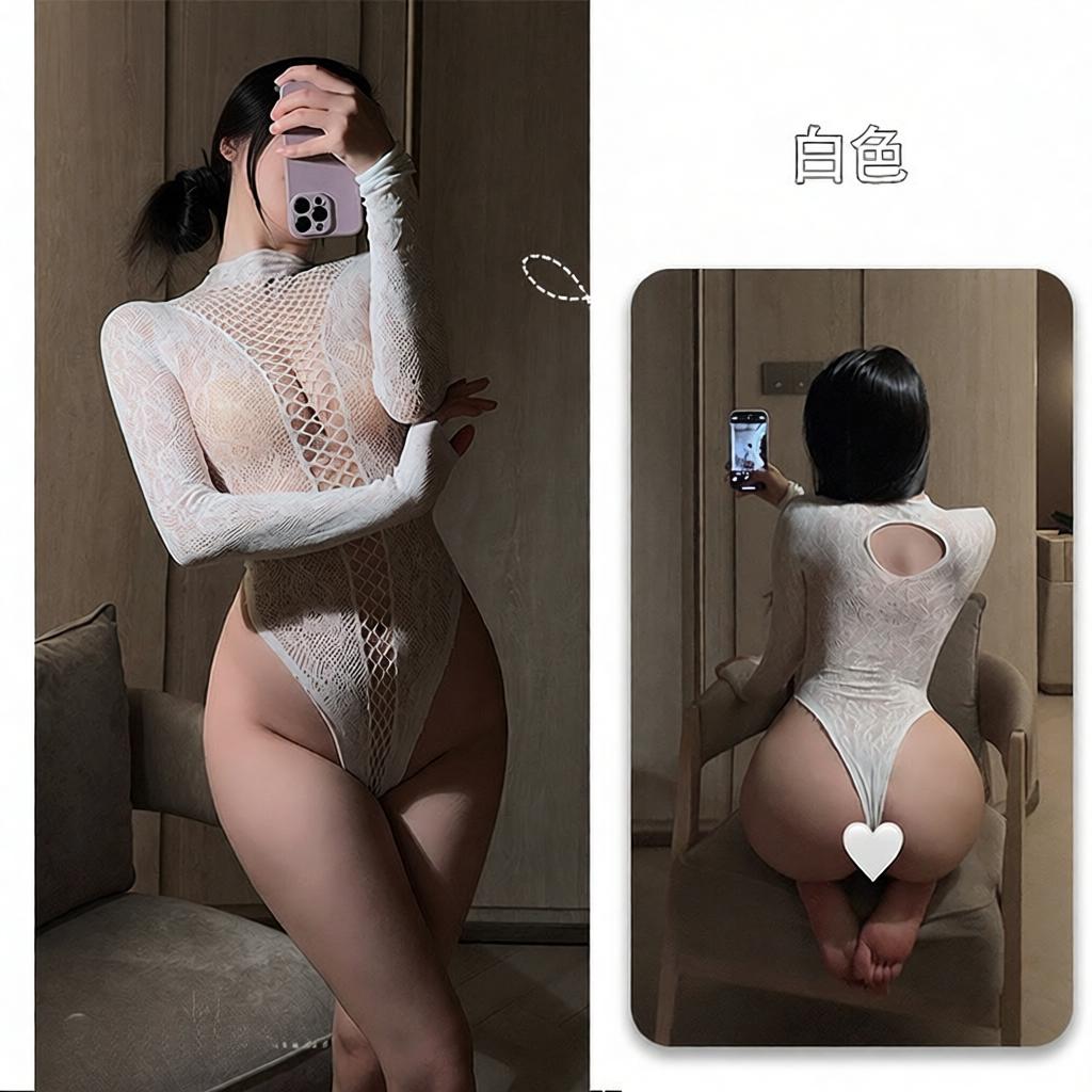 硕遥情趣内衣豹纹性感美背透视连体网衣激情诱惑免脱丝衣套装8235 白色