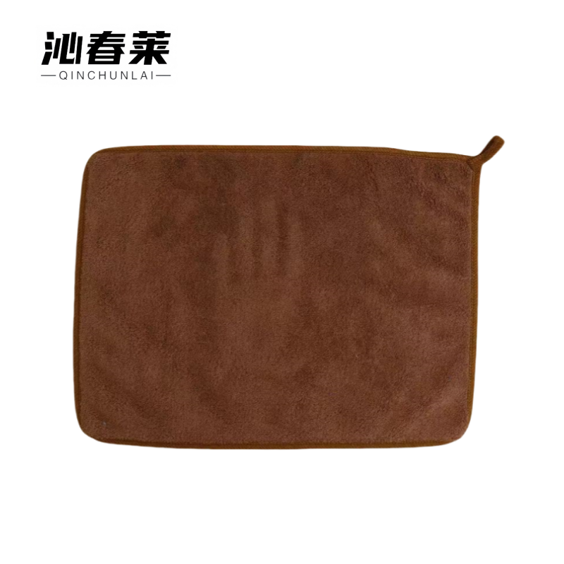 沁春莱加厚珊瑚绒抹布(咖啡色)30*30cm/条高清大图