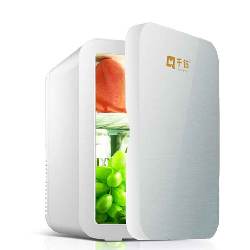 千钰 8L车载冰箱 单门式制冷 小型家用宿舍迷你小冰箱 半导体冷热箱 PD-8 银色玻璃面板 (车家两用)
