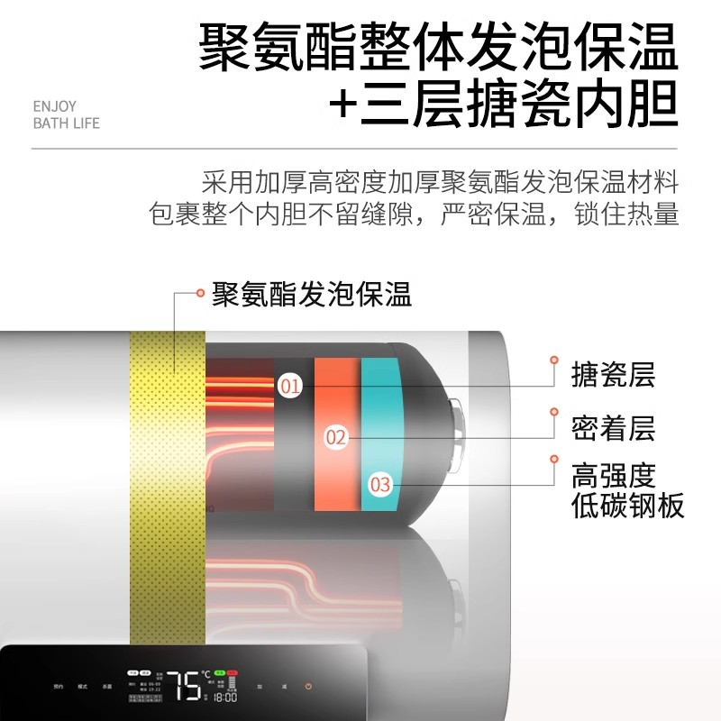 志高3000W电热水器家用储水式电热器大功率速热50升断电洗 五十升扁桶出水断电高清大图