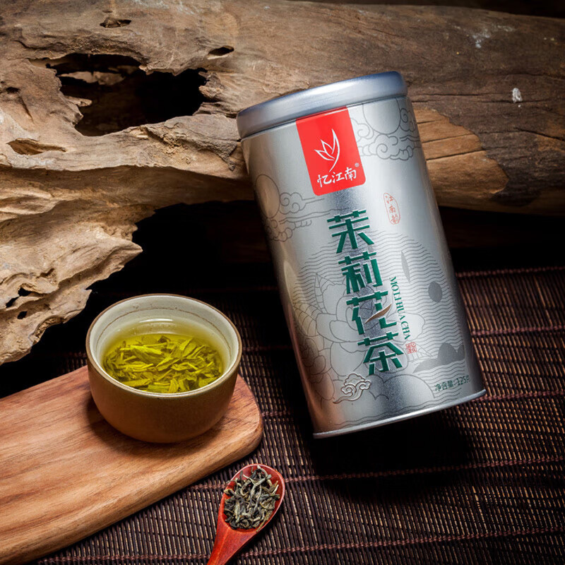 忆江南茶叶绿茶茉莉花茶茉莉花茶银罐装125g