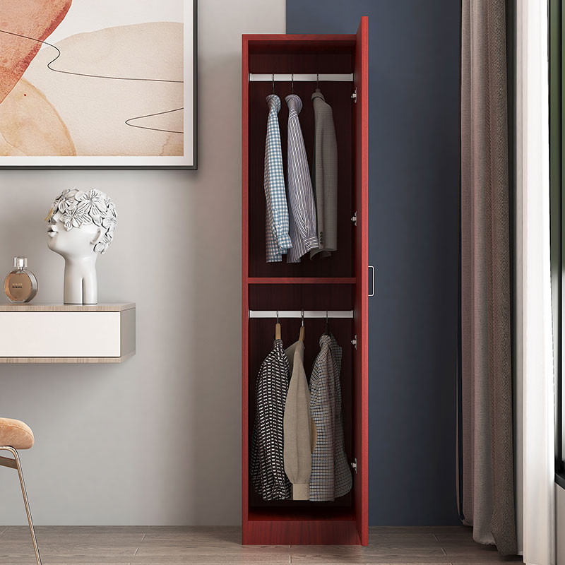 臻远ZY-MZYG-11 简约木质衣柜卧室单开门衣柜夹缝储物柜柚木色C款单门高清大图