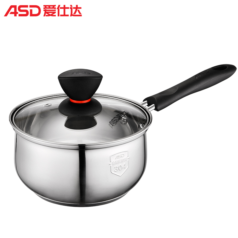 爱仕达(ASD)奶锅C1916 304不锈钢16CM复底奶锅婴儿热奶锅电磁炉通用