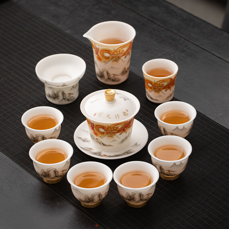 苏氏陶瓷/SUSHI CERAMICS J1004 龙行大运盖碗茶具套装 (单位:套)高清大图
