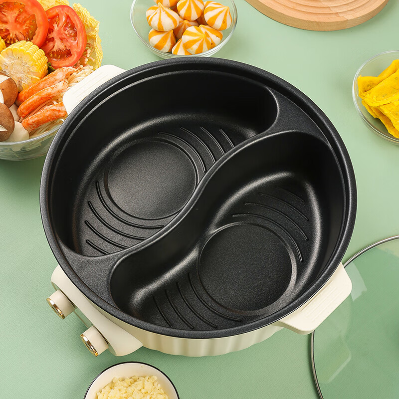 厨创妈咪鸳鸯锅电火锅多用途锅电煮锅电锅一体多功能锅KT-DHG-005高清大图