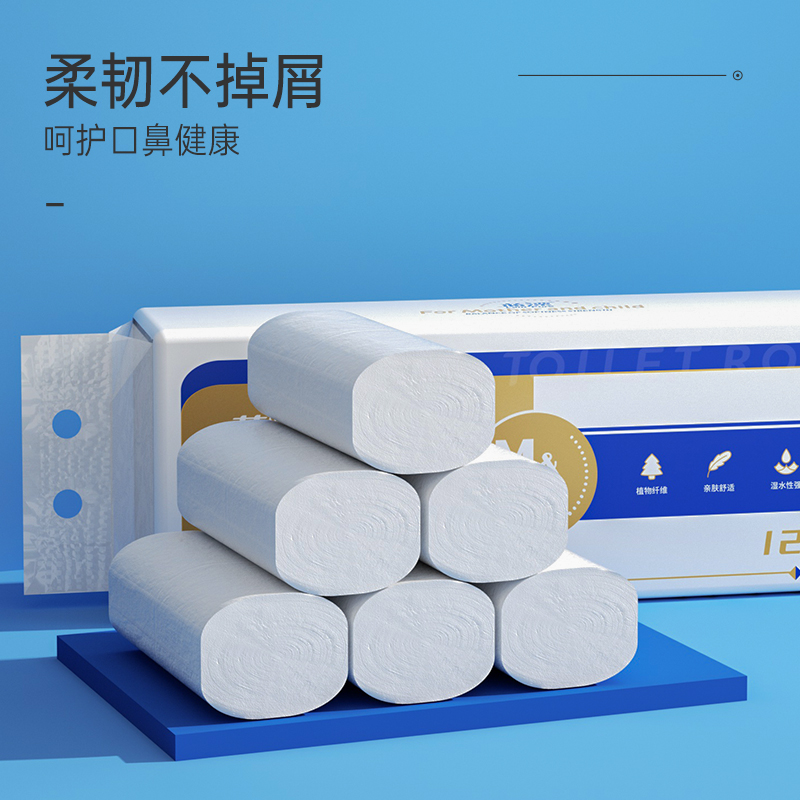 蓝漂(Lampure) 家用白色无芯卷纸1提 (320g/12卷/提) 手纸厕纸110mm*110mm*张*4层高清大图