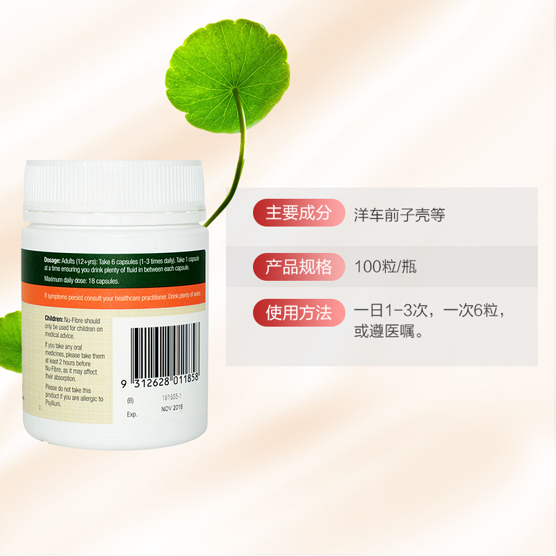 【润肠排毒 】乐康膏(Nu-lax) 乐康膳食纤维片橙子味 100粒/瓶装 澳洲进口 润肠排毒 男女通用保健品