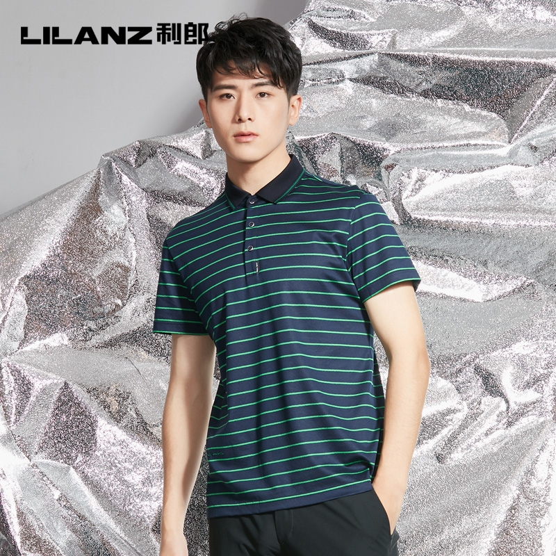 lilanz利郎夏季男士桑蚕丝针织t恤衫18xtx1083y