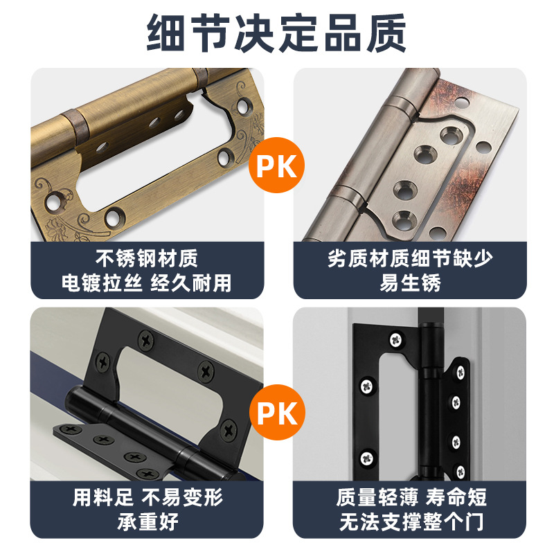 儵忽 加厚子母合页 红古铜5寸3.0厚(不锈钢)1片高清大图
