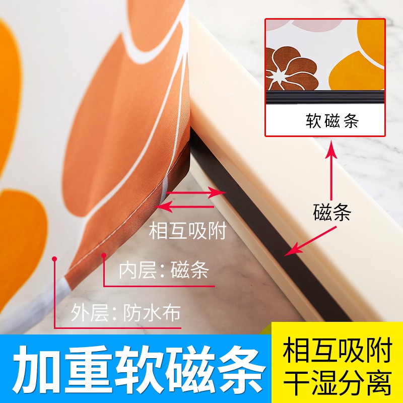 卫生间磁性浴帘防水加厚洗澡间隔断帘免打孔套装窗帘挂帘遮光 三维工匠高清大图