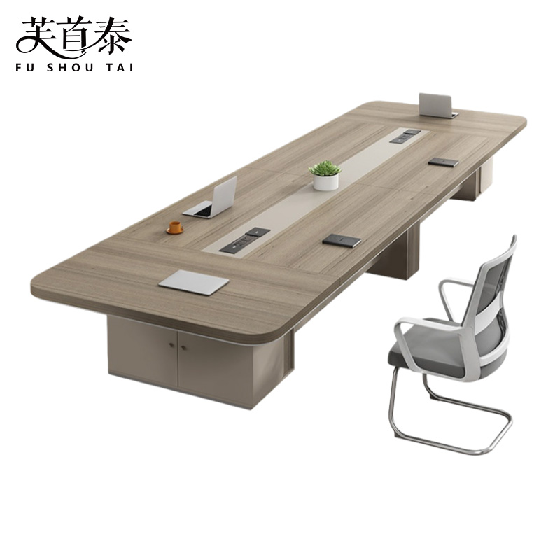 芙首泰会议桌椅2.4*1.2*0.75米+8椅套高清大图