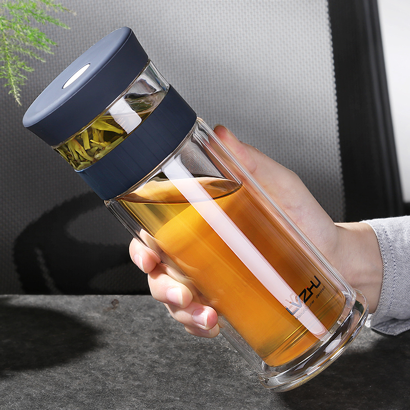 茶水分离泡茶杯便携双层玻璃杯男家用保温过滤喝水杯子办公室防摔_509