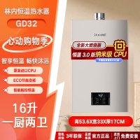 林内(Rinnai) 16升燃气热水器 RUS-16GD32恒温天然气强排家用16gd31防冻防风