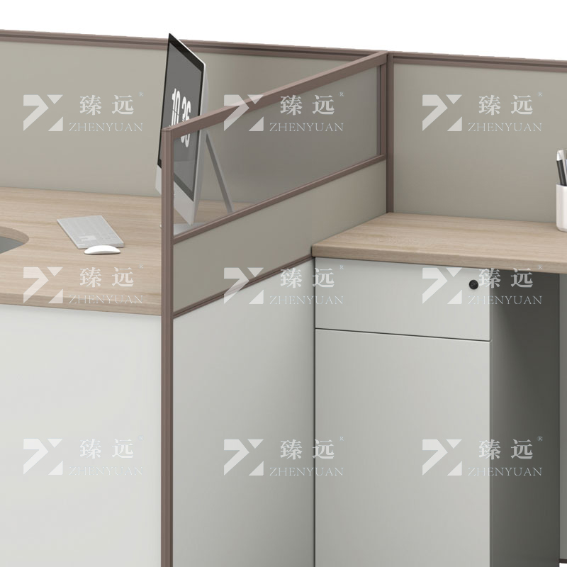 臻远 ZYGW-051屏风工作卡位职员桌办公桌 F型三人位高清大图