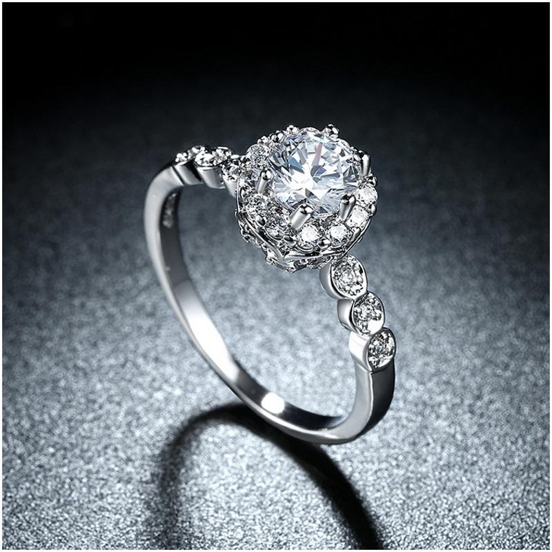 R839-CCouple Love Gold Rings铂金订婚戒指男女钻石情侣简约日韩送女朋友七夕情人节礼物