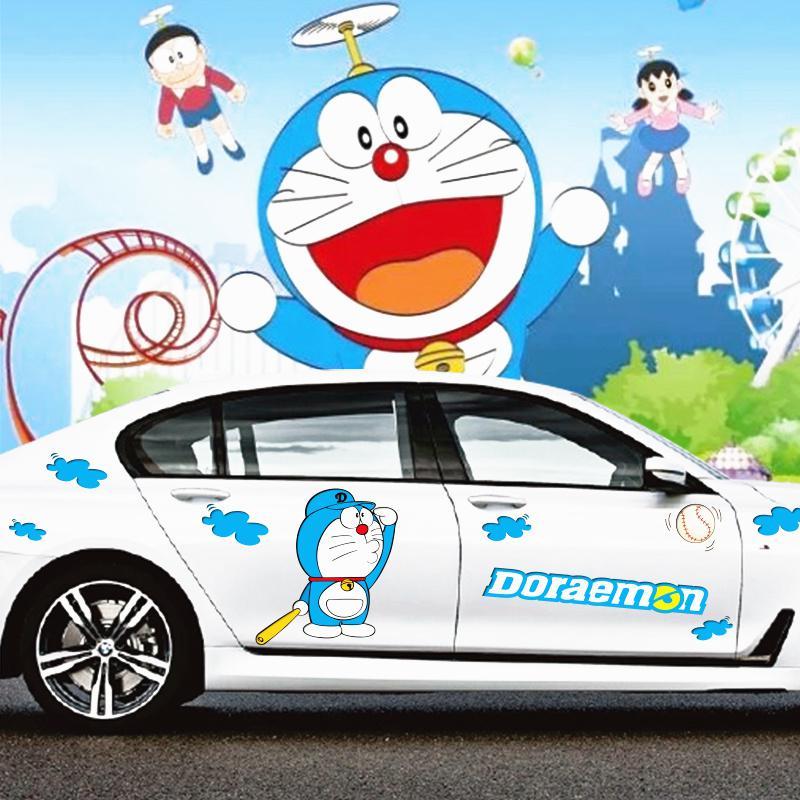 哆啦a梦汽车贴纸机器猫可爱卡通车身车车贴划痕遮挡叮当猫拉花汽车车