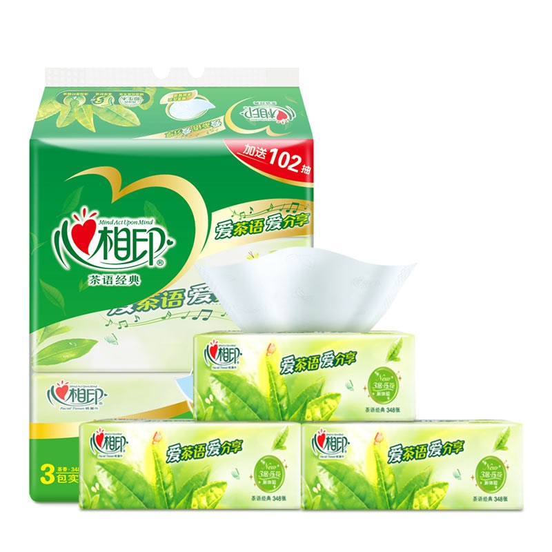 心相印 抽纸 茶语系列 3层116抽*3包中规格(中幅) 软抽