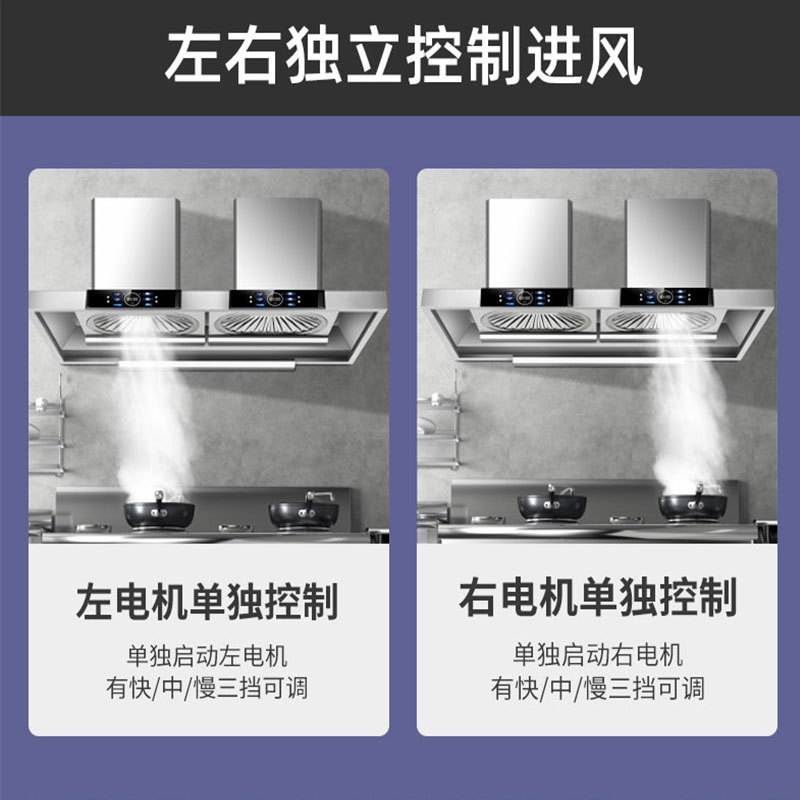 旺厨好太太 新品双电机农村土灶油烟机商用大功率饭店食堂柴火灶 大吸力大型不锈钢吸烟机排烟罩欧式顶吸免清洗 2.2米高清大图