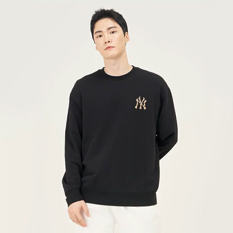 美职棒(MLB) 卫衣男女老花大logo休闲套头长袖上衣 3AMTM1234-50BKS
