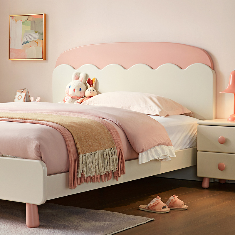 全友家居儿童床现代简约卧室15米实木床脚青少年单人床121378