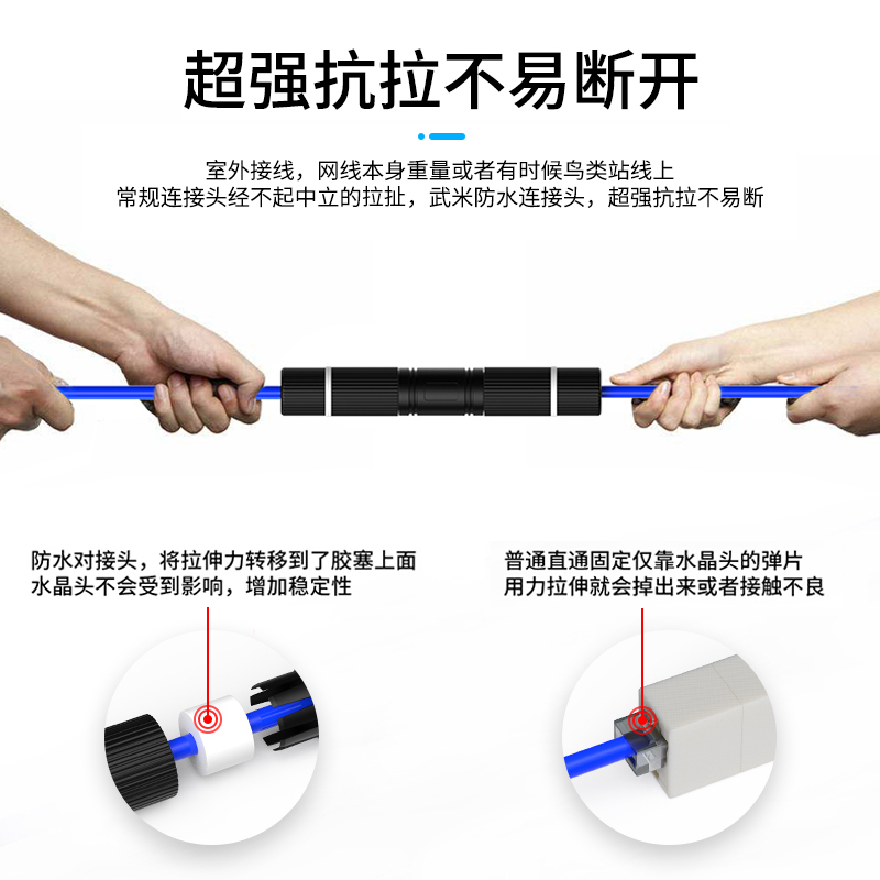 千天(QANTOP)网线直通头对接头器网线延长器RJ45网口连接器千兆屏蔽工程室外防水双通头转接头1个QT-ZT005
