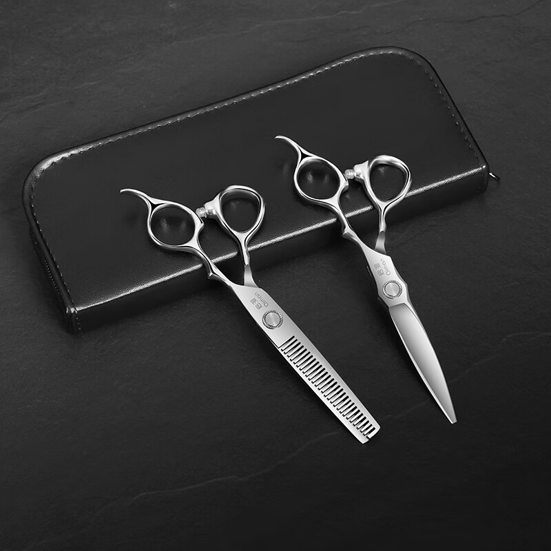 启漫 不锈钢美发剪发剪刀专业成人儿童剪头发剪刀 平剪+牙剪启漫QM03套装高清大图