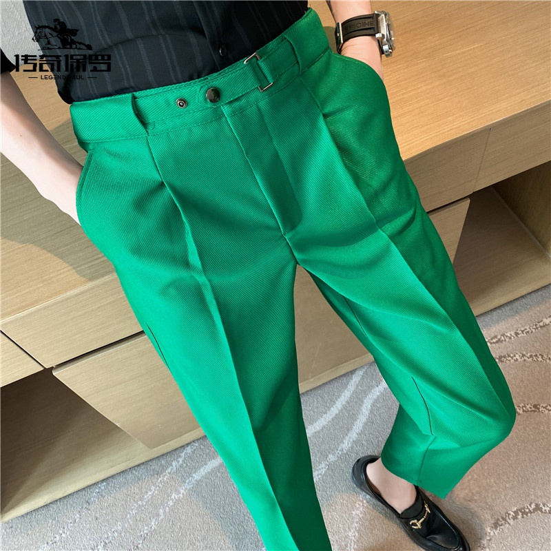 传奇保罗(CHUANQIBAOLUO)新款ins显高宽松休闲西裤子男帅气垂感纯色百搭直筒阔腿长裤