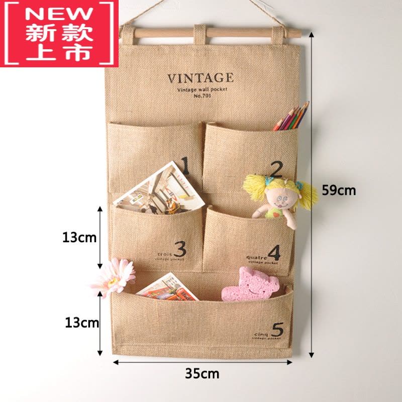 可莉允门后收纳挂袋壁挂式zakka布艺棉麻墙上储物整理袋大挂式收纳袋图片