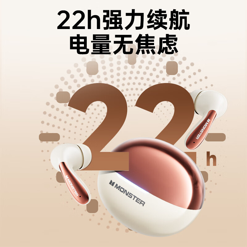 魔声(MONSTER)无线蓝牙耳机2025新款 入耳式超长续航游戏运动音乐智能降噪适用华为小米 MQT36黑/白色可选高清大图