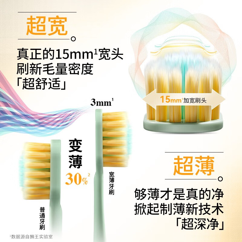 狮王(Lion)细齿洁宽薄宽头抗敏护龈软毛牙刷缓解敏感呵护牙龈减少出血61孔 宽薄火山炭牙刷 2支高清大图