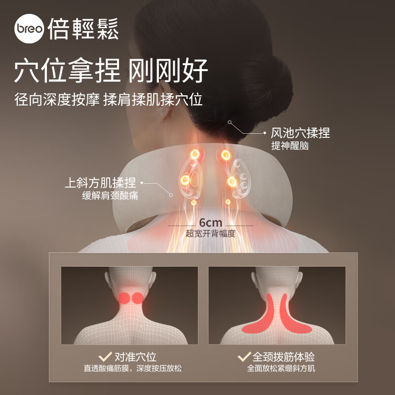 倍轻松(breo)颈椎按摩器 Neck5 颈肩部按摩器肩颈按摩仪按摩枕物理十指揉捏恒温热敷(单位:个)高清大图