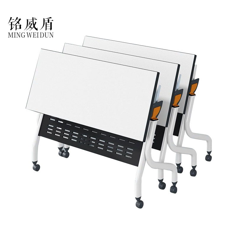 可折叠培训桌双人学生课桌椅拼接移动办公桌带轮子会议组合长条桌【工厂现做 7天内发货】 1.6*0.6*0.75