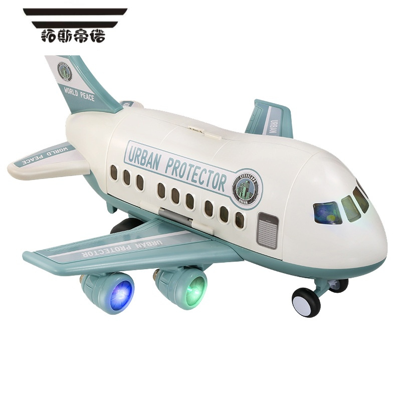 拓斯帝诺飞机玩具儿童多功能超大号发光变形惯性客机合金小汽车男孩